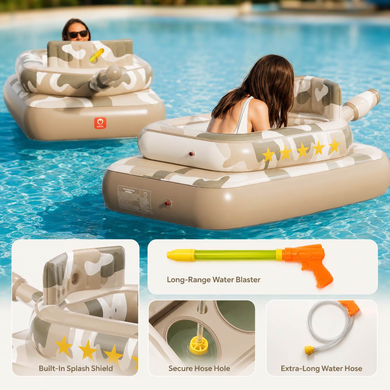 Inflatable Army Tank Pool Float