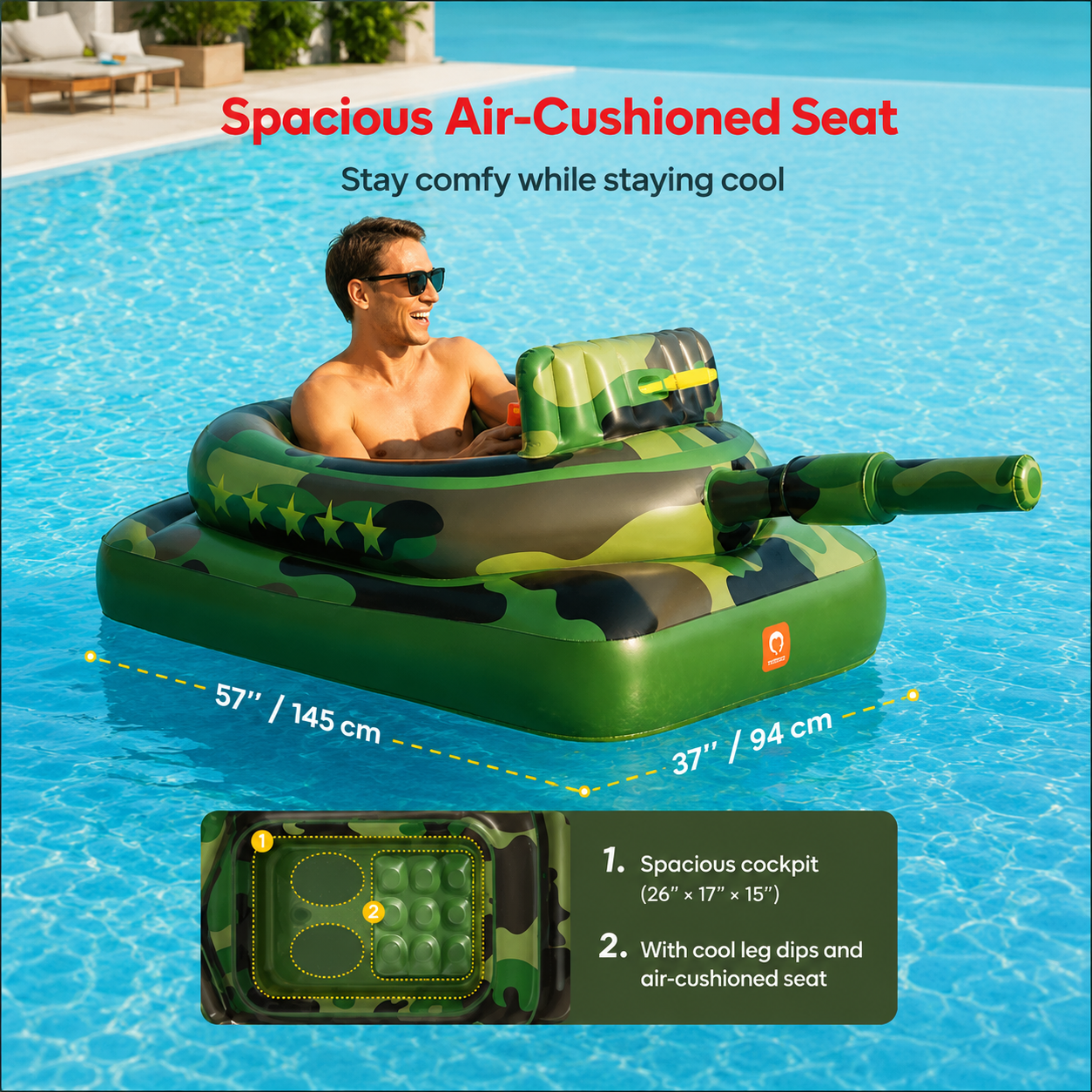 Inflatable Army Tank Pool Float